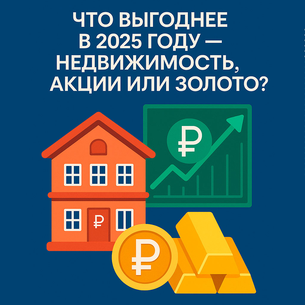 Что выгоднее в 2025 году: недвижимость, акции или золото?